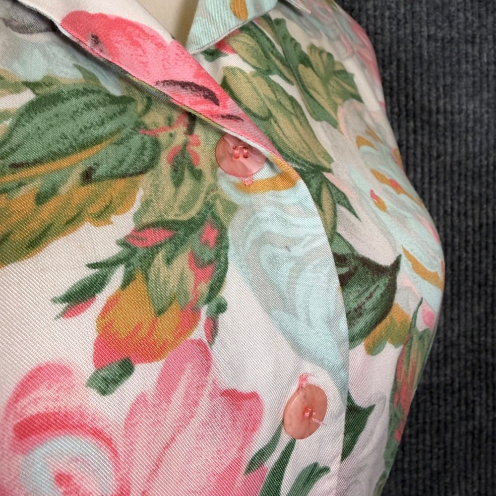 Vintage 1970s Floral 2 Piece Skirt Blouse Set 26" Waist Pastel Cottage Retro - Picture 6 of 16